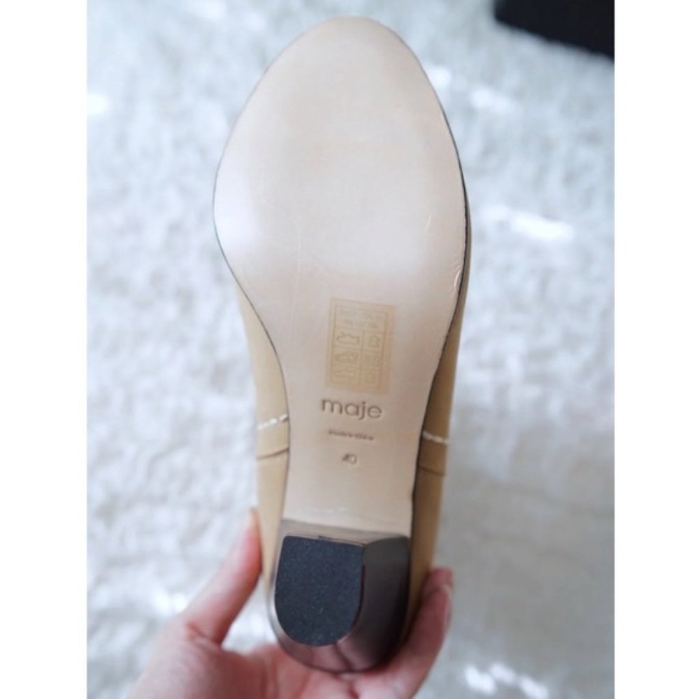 MAJE Olivette’s Camel Leather Ankle Tan Boots - Picture 4 of 9